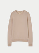 Women's Ivory White Cashmere Crewneck Sweater detail view on white background #color_sand-beige