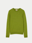 Women's Spinach Green Cashmere Crewneck Sweater detail view on white background #color_lime-green