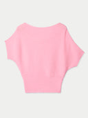 Women's Short Dolman Sleeve Cashmere Sweater Pink Icing detail view on white background #color_icing-pink