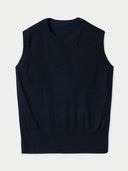 Women's Cashmere Silk Sleeveless Top Black detail view on white backround #color_graphite-black