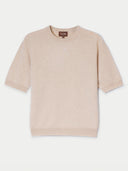 Women's Cashmere Elbow-Length Sleeve Cashmere Sweater Beige detail view on white background #color_beige