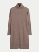 Women's Seamless Turtleneck Cashmere Dress Taupe detail view on white background #color_taupe