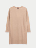Women's Seamless Crewneck Cashmere Dress Beige detail view on white background #color_beige
