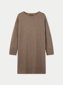 Women's Seamless Crewneck Cashmere Dress Taupe detail view on white background #color_taupe