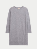 Women's Seamless Crewneck Cashmere Dress High Rise detail view on white background #color_light-gray
