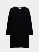 Women's Seamless Crewneck Cashmere Dress Black detail view on white background #color_black