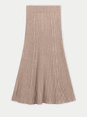 Women's Calf-Length Cashmere Skirt Warm Grey detail view on white background #color_dusty-beige