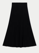 Women's Calf-Length Cashmere Skirt detail view on white background #color_black