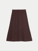 Women's Deep Mahogany A-Line Cashmere Knitted Skirt detail view on white background #color_mahogany-brown