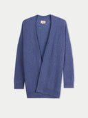 Women's Ajour Knit Open-Front Cashmere Cardigan Crown Blue detail view on white background #color_soft-indigo