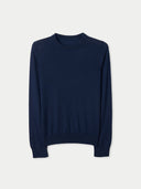 Women Mood Indigo C-Neck Cashmere Sweater detail view on white background #color_dark-indigo