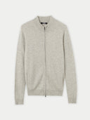 Women's Grey Cashmere Full-Zip Cardigan detail view on white background #color_steel-silver