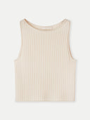 Beige ribbed tank top on a white background #color_off-white