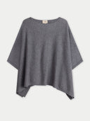 Women's Boat-Neck Cashmere Poncho Grey detail view on white background #color_gray