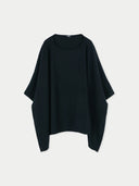 Women's Boat-Neck Cashmere Poncho Black detail view on white background #color_black