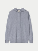 Women's Cashmere Pullover Hoodie High Rise detail view on white background #color_light-gray