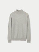 Women's Grey Cashmere Stand-Up Collar Sweater detail view on white background #color_steel-silver
