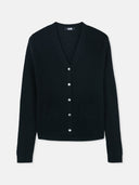 Black cardigan with buttons on a white background #color_black