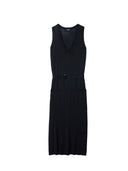 Black sleeveless cashmere dress on a white background. #color_graphite-black