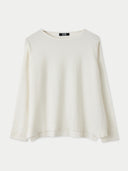 Women's Boatneck Cotton Silk Cashmere Blend Sweater Whisper White - Gobi Cashmere #color_pure-white