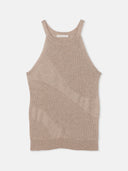 Beige knitted cashmere tank top on a white background #color_warm-grey