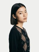 Damen Kaschmir-Cardigan mit Argyle | GOBI Cashmere #color_schwarz #ai-image
