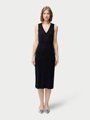 Black sleeveless cashmere dress on a white background. #color_graphite-black