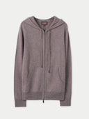 Woman Zipper Hoodie with Smiley Pocket Taupe detail view on white background #color_taupe