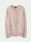 Woman Zipper Hoodie with Smiley Pocket Beige detail view on white background #color_beige