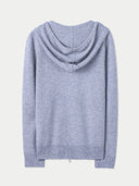 Women's Woman Zipper Hoodie with Smiley Pocket back view on white background #color_light-gray