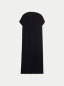 Women's Black Cashmere Tie-Neck Dress back view on white background #color_black