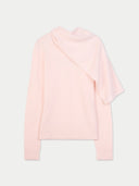 Women's Peach Blush Cashmere Sweater with Draped Scarf front view on white background #color_light-blush