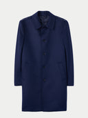 Men‚Äôs Single-Breasted Cashmere Coat Navy detail view on white background #color_navy