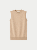 Women's Cashmere Crewneck Vest Beige detail view on white backround #color_beige