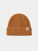 Bone Brown Cashmere Rib Knit Beanie detail view on white background #color_warm-tan