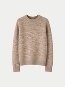 Unisex Mouline Cashmere Sweater Oxford Tan detail view on white background #color_muted-taupe
