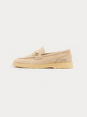 Unisex Beige Cashmere Loafers side view on white background #color_dusty-beige