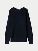 Men's Textured-Knit Silk Cashmere Sweater Black detail view on white background #color_graphite-black